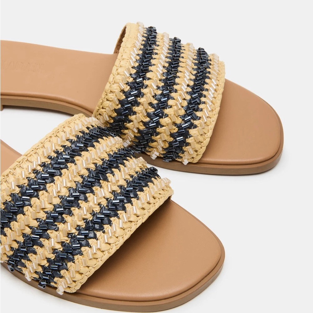 Steve Madden Tan and Navy Striped Sandals